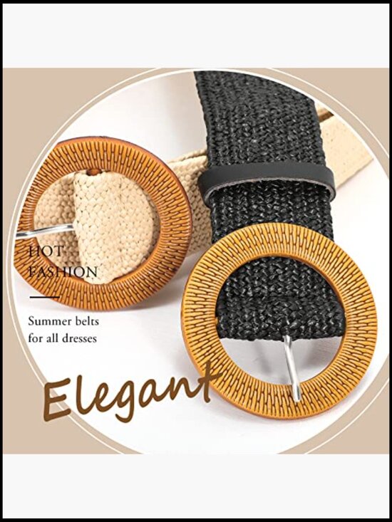 Straw Woven Elastic Stretch Waist Belt for Women, Boho Braided Fashion main image 4